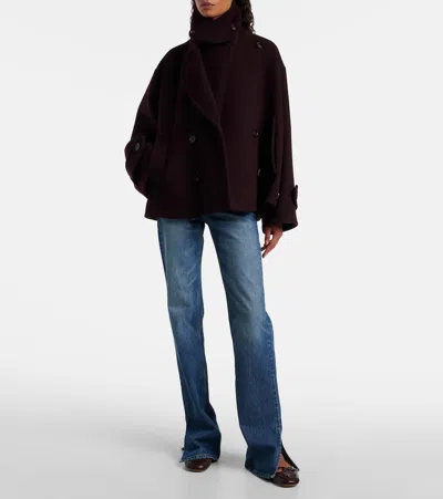 Chloé Women Violet Double-breasted Jacket With Wide Notched Revers And Dropped Shoulders In Wool Ble In Purple