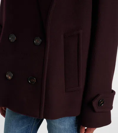 Chloé Women Violet Double-breasted Jacket With Wide Notched Revers And Dropped Shoulders In Wool Ble In Purple