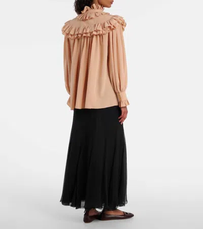 Chloé Oversized Top With Ruffles In Neutral