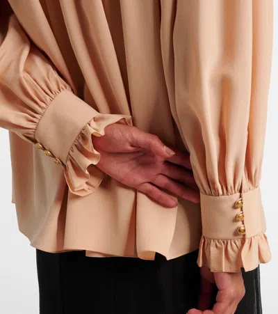 Chloé Oversized Top With Ruffles In Neutral
