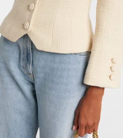 Valentino Wool Crepe Jacket With Applied Bow In Neutral