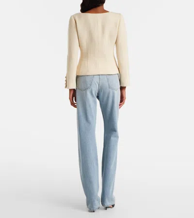 Valentino Wool Crepe Jacket With Applied Bow In Neutral