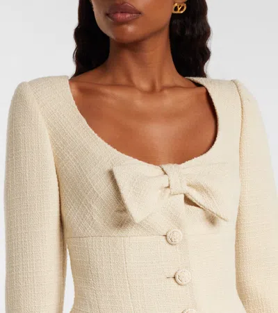 Valentino Wool Crepe Jacket With Applied Bow In Neutral