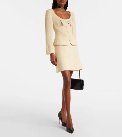 Valentino Wool Crepe Jacket With Applied Bow In Neutral