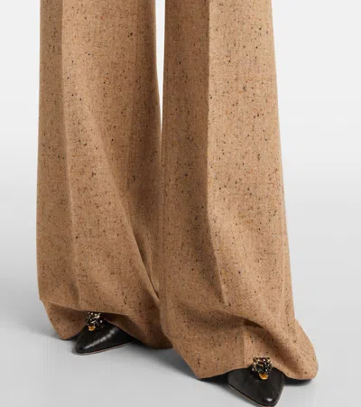 Valentino Pantalone A Palazzo In Lana Sabbia Melangé Donna In Brown
