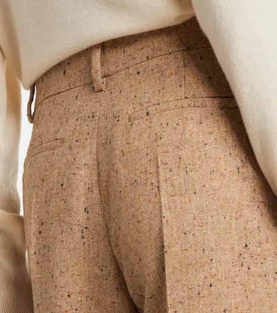 Valentino Pantalone A Palazzo In Lana Sabbia Melangé Donna In Brown