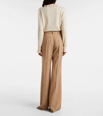 Valentino Pantalone A Palazzo In Lana Sabbia Melangé Donna In Brown