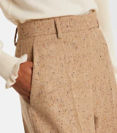 Valentino Pantalone A Palazzo In Lana Sabbia Melangé Donna In Brown