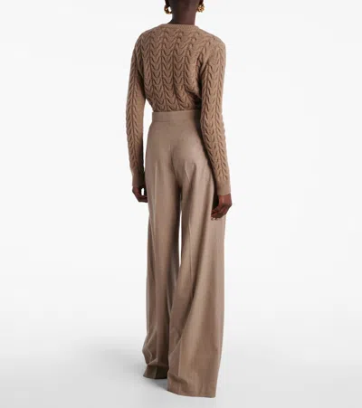 Max Mara High Waist Wide Leg Trousers Zulia In Brown