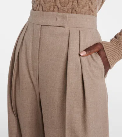 Max Mara High Waist Wide Leg Trousers Zulia In Brown