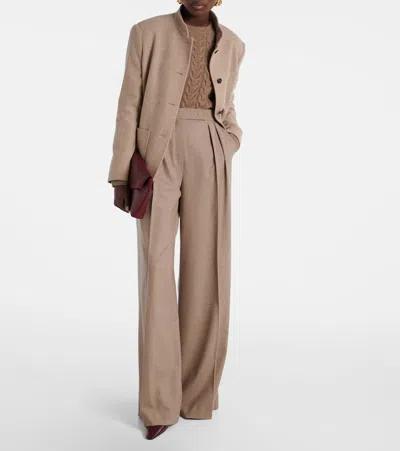 Max Mara High Waist Wide Leg Trousers Zulia In Brown
