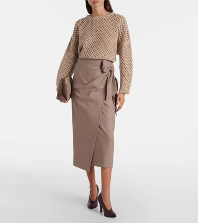 Max Mara "bingo" Wrap Skirt In Neutral