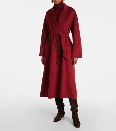 Max Mara Ludmilla Belted Cashmere Coat In Burgundy