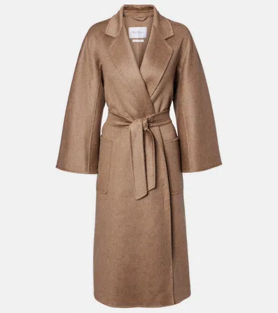 Max Mara Centro Belted Cashmere Coat In Brown