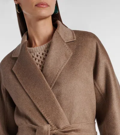 Max Mara Centro Belted Cashmere Coat In Brown