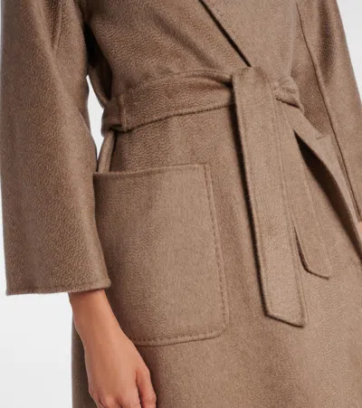 Max Mara Centro Belted Cashmere Coat In Brown