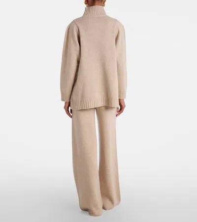 Max Mara Knit Cashmere Longline Sweater With Ribbed Finish In White