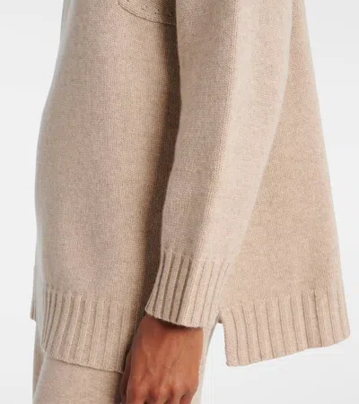 Max Mara Knit Cashmere Longline Sweater With Ribbed Finish In White