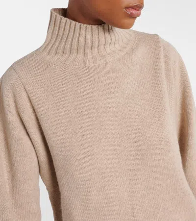 Max Mara Knit Cashmere Longline Sweater With Ribbed Finish In White
