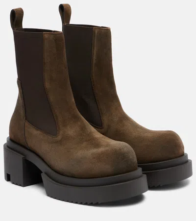 Rick Owens Chunky Sole Ankle Boots With Elastic Panels In Brown
