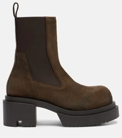 Rick Owens Chunky Sole Ankle Boots With Elastic Panels In Brown