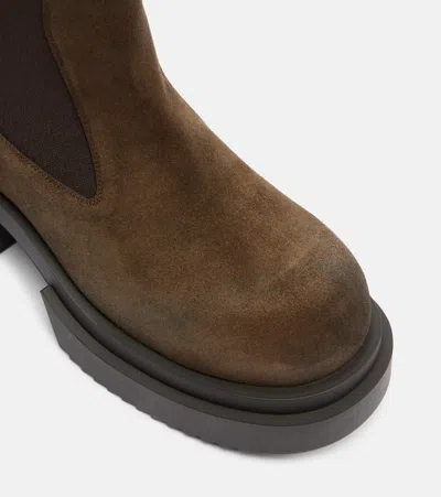 Rick Owens Chunky Sole Ankle Boots With Elastic Panels In Brown