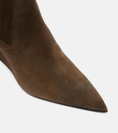 Rick Owens Brown Concordians Runway Ankle Sharp Boots In Brown