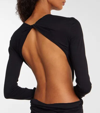 Rick Owens Poppy Ruched Open-back Jersey Gown In Black