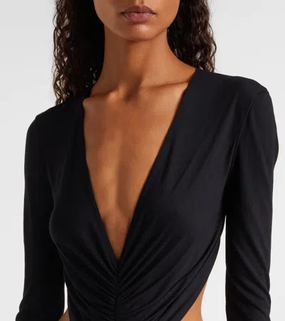 Rick Owens Poppy Ruched Open-back Jersey Gown In Black