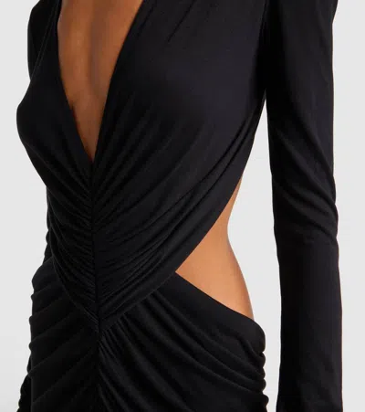 Rick Owens Poppy Ruched Open-back Jersey Gown In Black