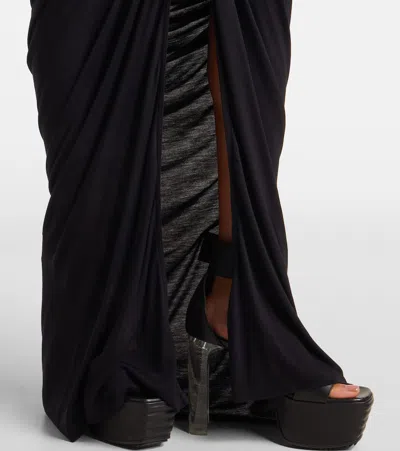 Rick Owens Poppy Ruched Open-back Jersey Gown In Black