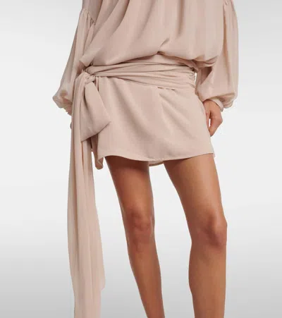 Rotate Birger Christensen Rotate Birgerchristensen Chiffon Dress With Shoulder Straps And Tie In Neutral