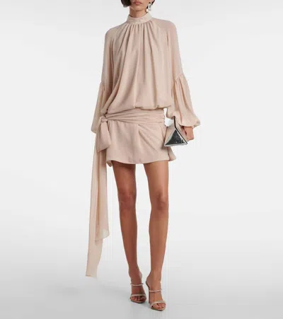 Rotate Birger Christensen Rotate Birgerchristensen Chiffon Dress With Shoulder Straps And Tie In Neutral