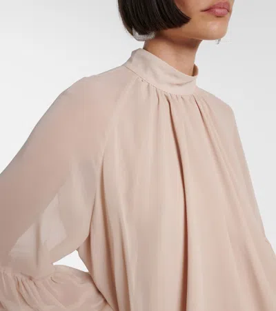 Rotate Birger Christensen Rotate Birgerchristensen Chiffon Dress With Shoulder Straps And Tie In Neutral