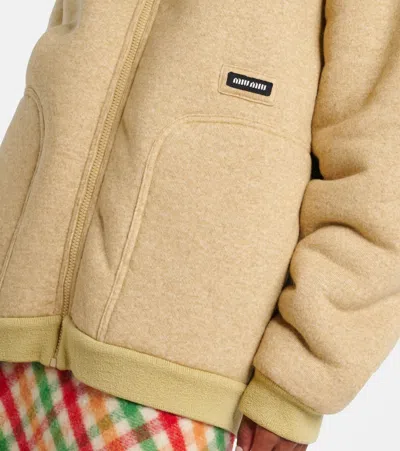 Miu Miu Cotton Fleece Zipper Blouson Jacket In Brown