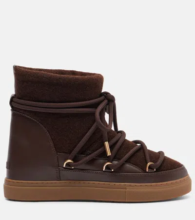 Inuikii Felt Wedge Leather-trimmed Snow Boots In Brown