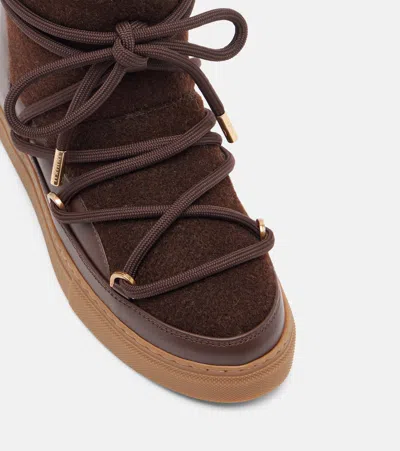 Inuikii Felt Wedge Leather-trimmed Snow Boots In Brown