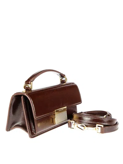 Golden Goose Structured Shiny Brown Handbag With Gold-tone Hardware In Brown