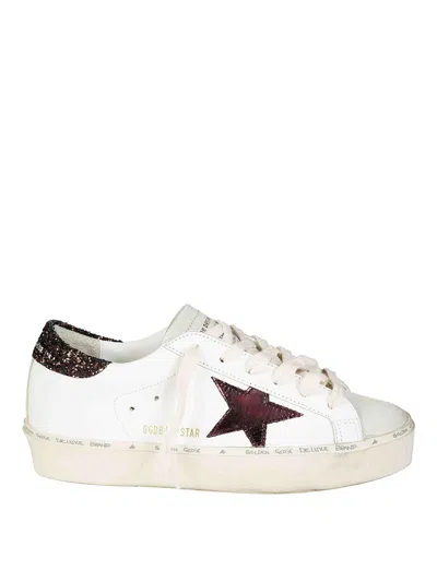 Golden Goose Starry Sneakers With Glitter Heel Tab In White