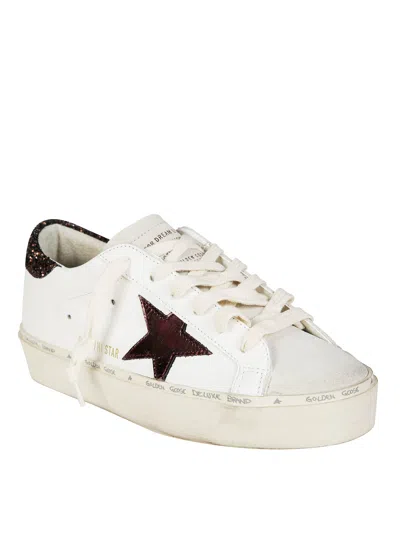 Golden Goose Starry Sneakers With Glitter Heel Tab In White