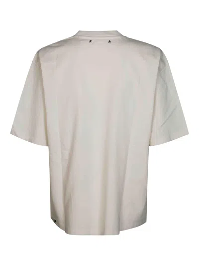 Golden Goose White T-shirt With Rose In Neutral
