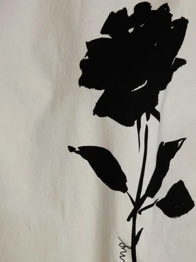 Golden Goose White T-shirt With Rose In Neutral