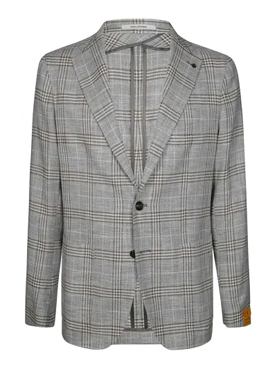Tagliatore Montecarlo Single-breasted Check Pattern Jacket In Gray