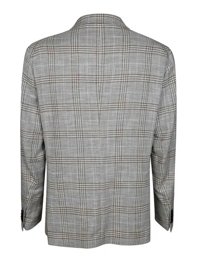 Tagliatore Montecarlo Single-breasted Check Pattern Jacket In Gray