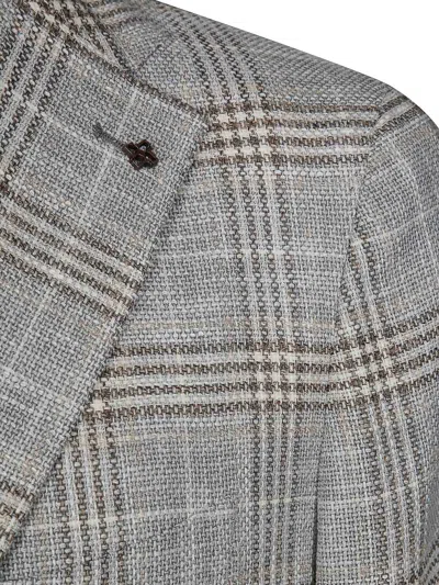 Tagliatore Montecarlo Single-breasted Check Pattern Jacket In Gray