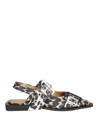 Ganni Feminine Fabric Slingback Pumps In Animal Print