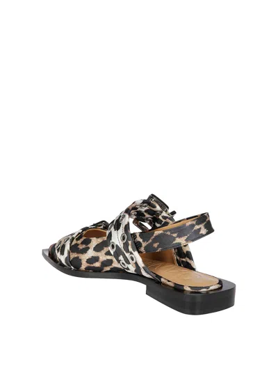 Ganni Feminine Fabric Slingback Pumps In Animal Print