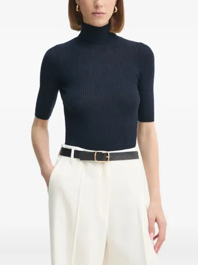 Herskind Ribbed Turtleneck Top In Blue