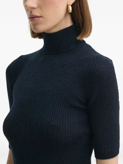 Herskind Ribbed Turtleneck Top In Blue