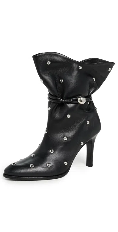 Isabel Marant Draped Leather Ankle Boots With Stiletto Heel In Black